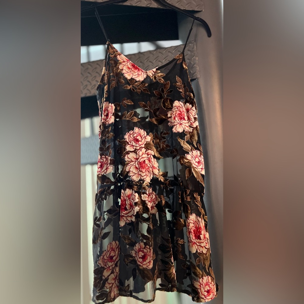 American Eagle Outfitter Slip Dress Small Floral Velvet Burnout, Shell only